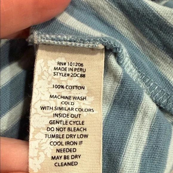 Soft Surroundings Preston Stripe Top Size XS Roll Tab Sleeves Wrap Peplum - Picture 7 of 7